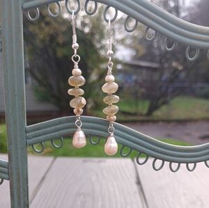 Elegant Pearl and Labradorite Dangle Earrings